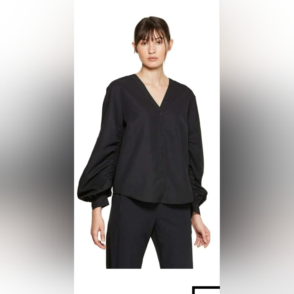 Black balloon sleeve blouse Size L